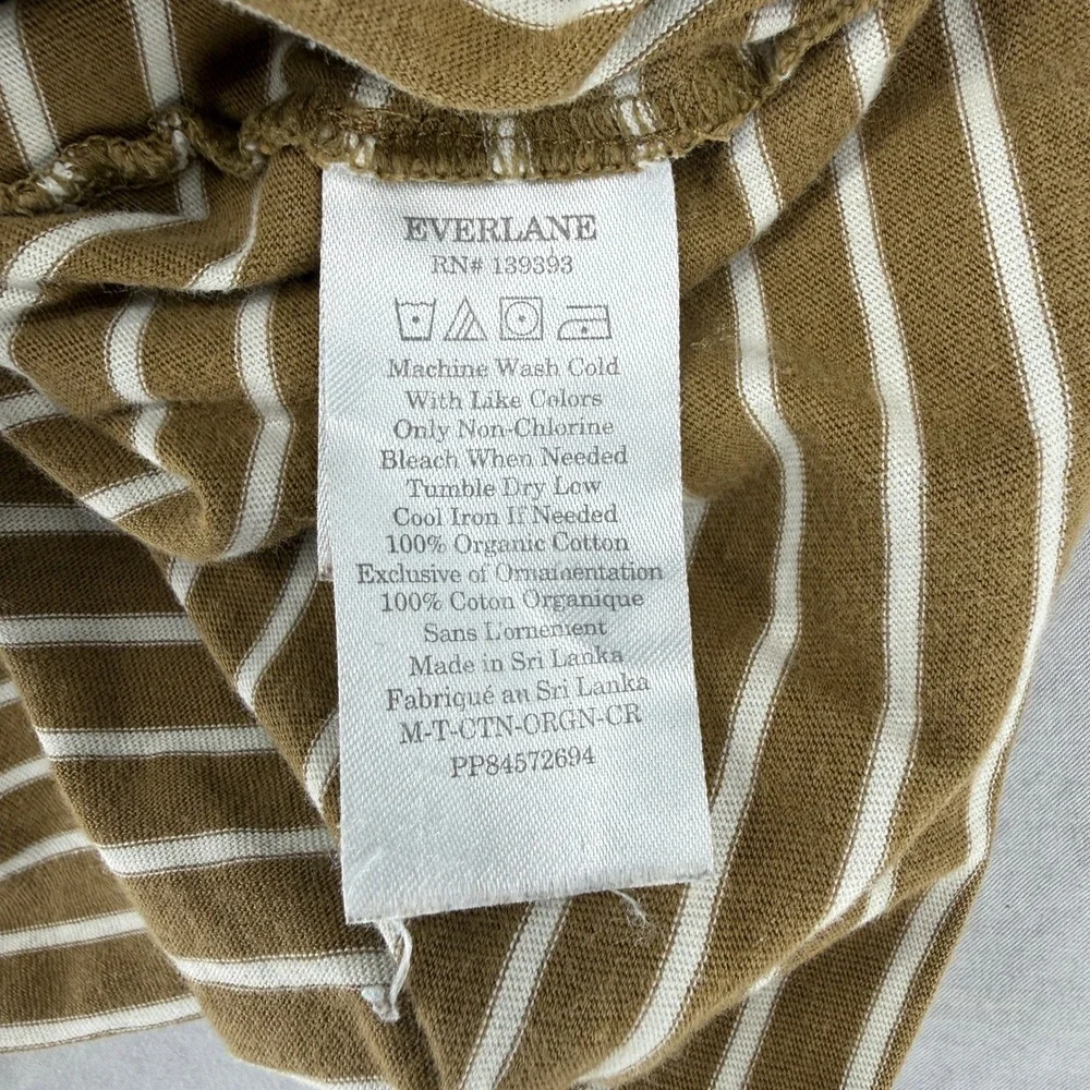 Everlane Uniform Mens Organic Cotton Striped T-Shirt Olive Green White Size M - Picture 6 of 7